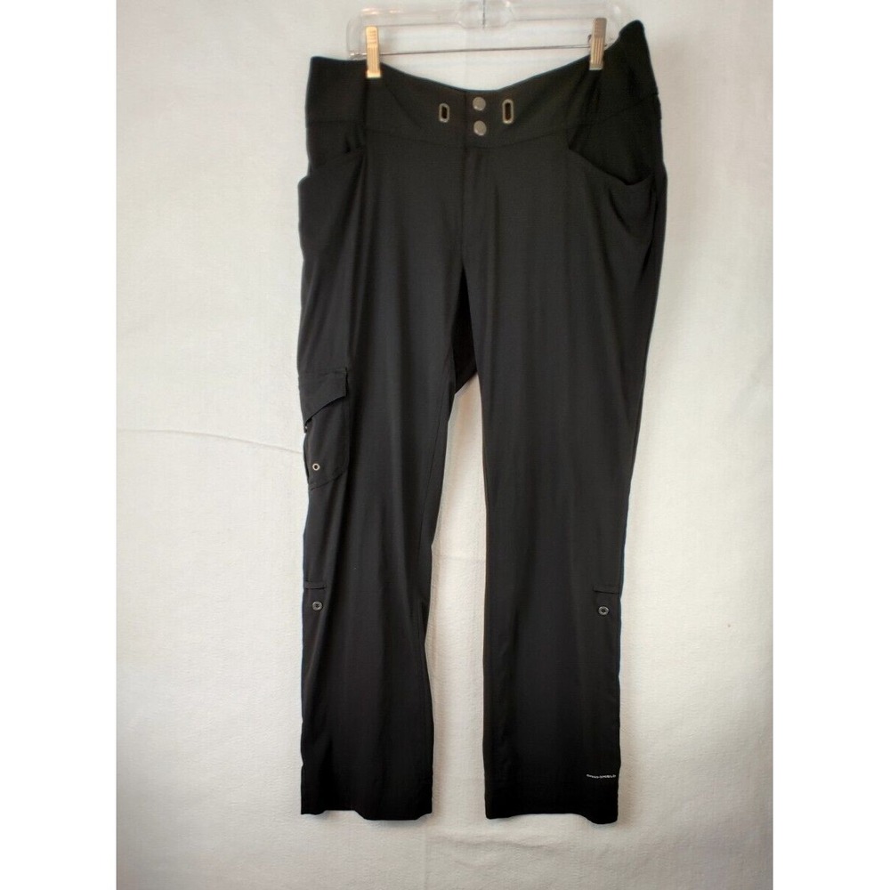 WOMENS COLUMBIA HIKING‎ YOGA LEISURE BLACK PANTS ROLL UP CUFF SIZE 16 STRETCH